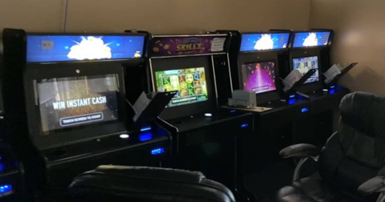 Illegal gambling machines at a Flint, MI store following a raid