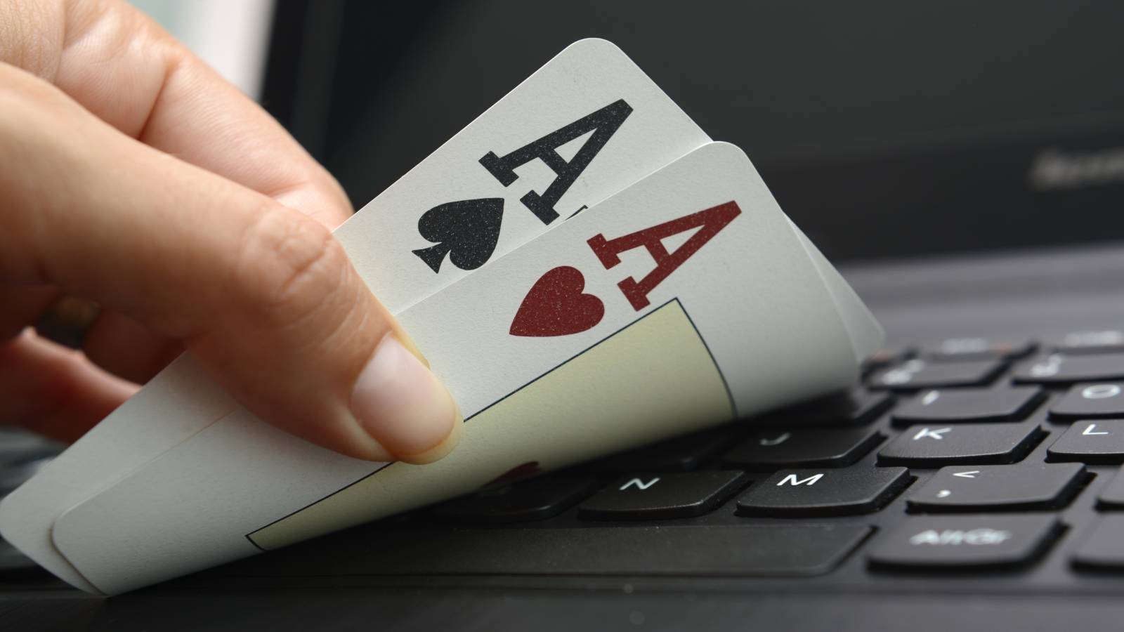 Two Aces on a laptop