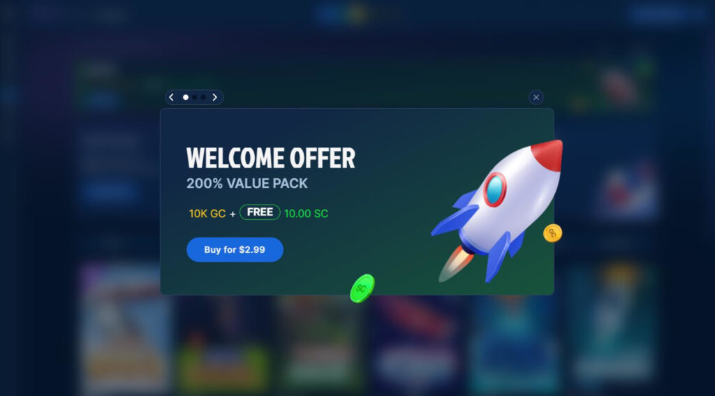 Screenshot of Zoot welcome offer pop up.