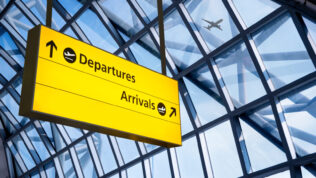 departures arrivals sign