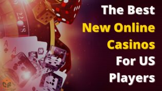 The best new online casinos for US players written next to a graphic showing various online casino games and chips.